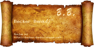 Becker Benkő névjegykártya